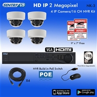 Sentry US 16CH 1TB HDD POE NVR with 4x 2M IP IR Dome Camera Kit