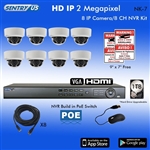Sentry US 8CH 1TB HDD POE NVR with 8x 2M IP IR Dome Camera Kit