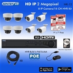 Sentry US 16CH 1TB HDD POE NVR with 4x 2M IP IR Bullet & 4x 2M IP IR Dome Camera Kit