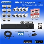 Sentry US 16CH 1TB HDD POE NVR with 8x 2M IP IR Bullet & 8x 2M IP IR Dome Camera Kit