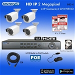 Sentry US 4CH 1TB HDD POE NVR with 4x 2M IP IR Bullet Camera Kit