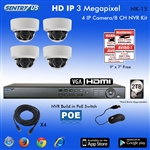 Sentry US 8CH 2TB HDD POE NVR with 4x 3M IP IR Dome Camera Kit