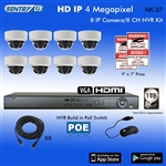 Sentry US 8CH 1TB HDD POE NVR with 8x 4M IP IR Dome Camera Kit