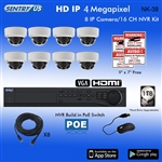 Sentry US 16CH 1TB HDD POE NVR with 8x 4M IP IR Dome Camera Kit