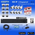 Sentry US 16CH 1TB HDD POE NVR with 8x 4M IP IR Bullet & 8x 4M IP IR Dome Camera Kit