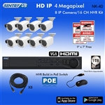 Sentry US 16CH 1TB HDD POE NVR with 8x 4M IP IR Bullet Camera Kit