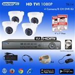 Sentry US 4CH HD TVI 2TB HDD DVR with 4x 1080P IR Dome Camera Kit