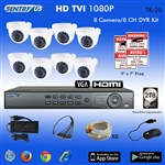 Sentry US 8CH HD TVI 2TB HDD DVR with 8x 1080P IR Dome Camera Kit