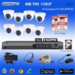 Sentry US 16CH HD TVI 2TB HDD DVR with 8x 1080P IR Dome Camera Kit