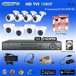 Sentry US 8CH HD TVI 2TB HDD DVR with 4x 1080P IR Bullet & 4x 1080P IR Dome Camera Kit