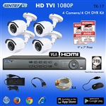 Sentry US 4CH HD TVI 2TB HDD DVR with 4x 1080P IR Bullet Camera