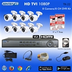 Sentry US 8CH HD TVI 2TB HDD DVR with 8x 1080P IR Bullet Camera Kit