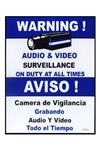9" x 7" Audio & Video Surveillance Warning Sign (BLUE) 100pcs