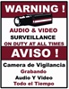 9" x 7" Audio & Video Surveillance Warning Sign (RED)