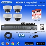 Sentry US 4CH 2TB HDD POE NVR with 4x 3M IP IR Dome Camera Kit