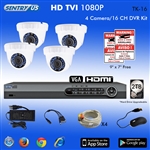 Sentry US 16CH HD TVI 2TB HDD DVR with 4x 1080P IR Dome Camera Kit